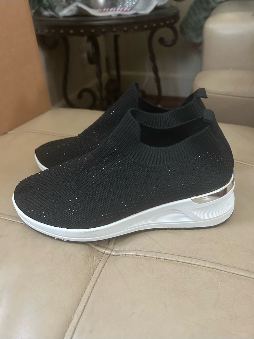 Tommy Bahama Black Slip-On Knit Sneaker with Metallic Accent - Women